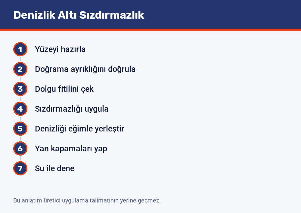Denizlik altı sızdırmazlığın yedi adımı: yüzey hazırlığından su ile denemeye kadar uygulama sırası