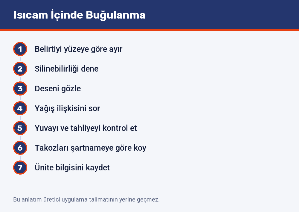Isıcam buğulanmasında teşhis ve müdahalenin yedi adımı: belirtinin yüzeye göre ayrılmasından ünite bilgisinin kaydına kadar sıra
