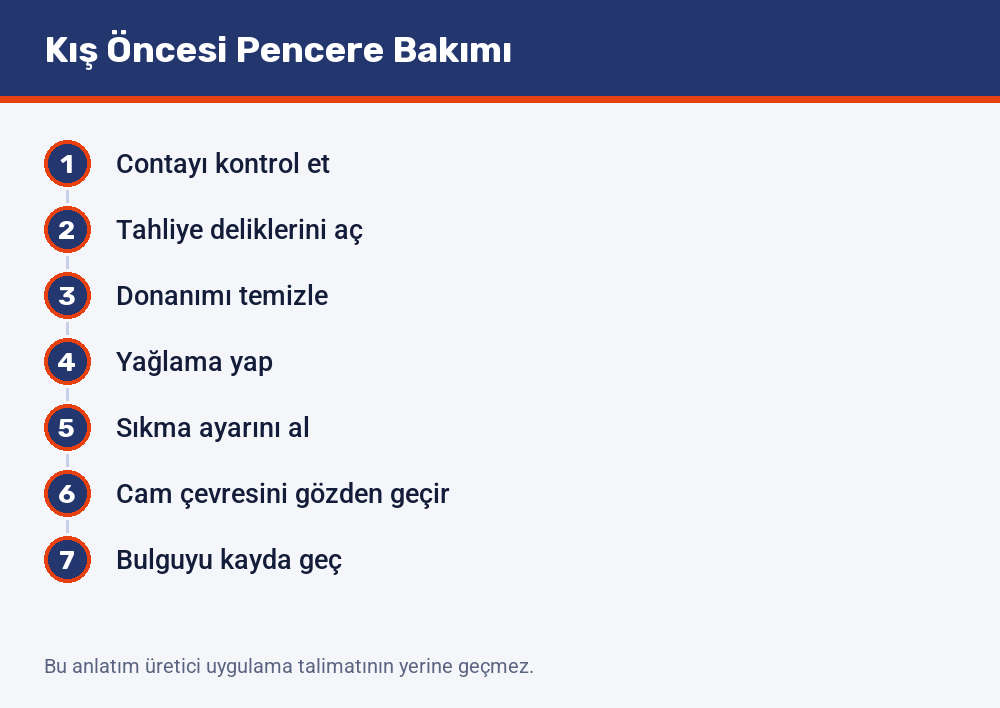 Kış öncesi bakım turunun yedi adımı: conta kontrolünden bulgunun kayda geçirilmesine kadar sıralı yol haritası