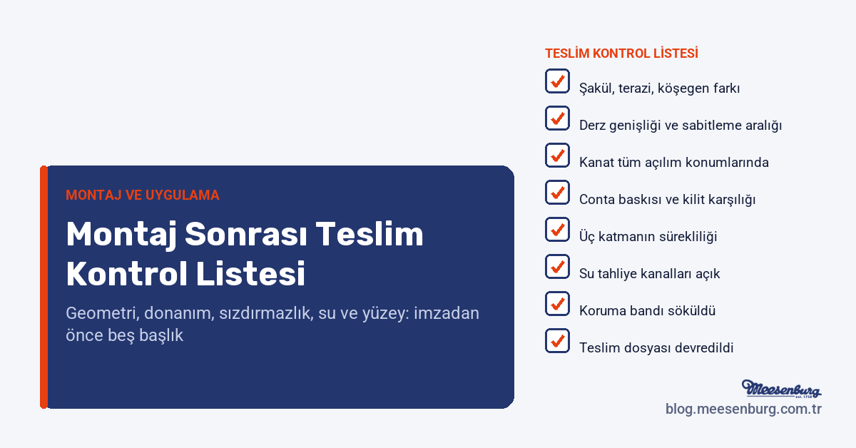 Montaj Sonrası Teslim Kontrol Listesi
